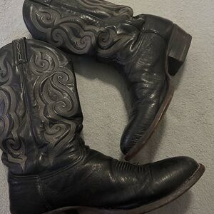Tony Lama Tan Leather Cowboy Boots with Embroidery size 10D